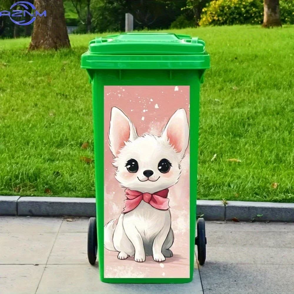 Backyard Garbage Dustbin 2D Printed Pattern Decal Fashion Ornament for Home Trash Can