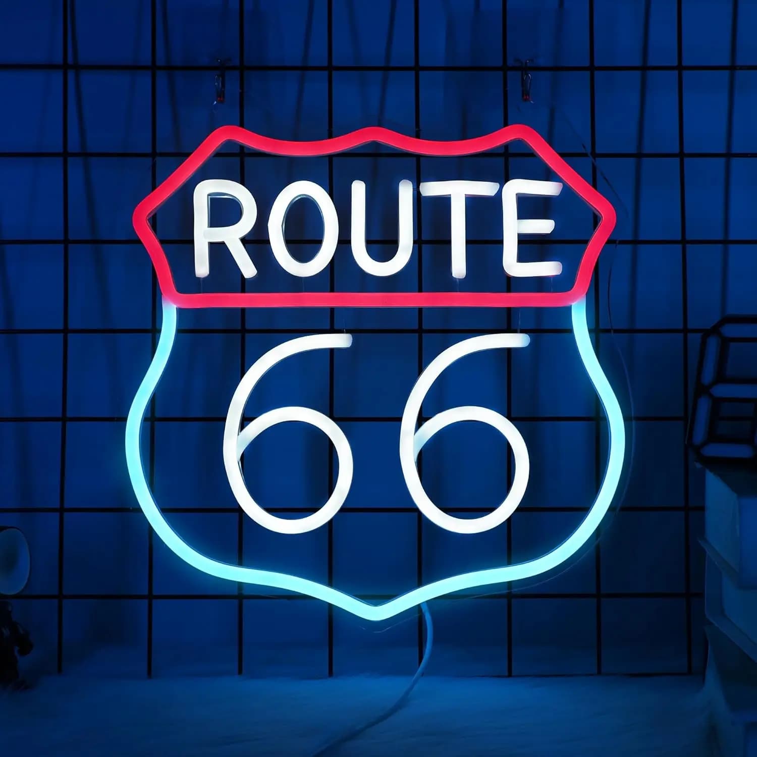 Insegna al Neon Route 66, Luce da Parete Artistica, Luce LED USB al Neon per Club, Sale Giochi, Garage, Bar, Decorazione Camera da Letto, Regalo di Compleanno