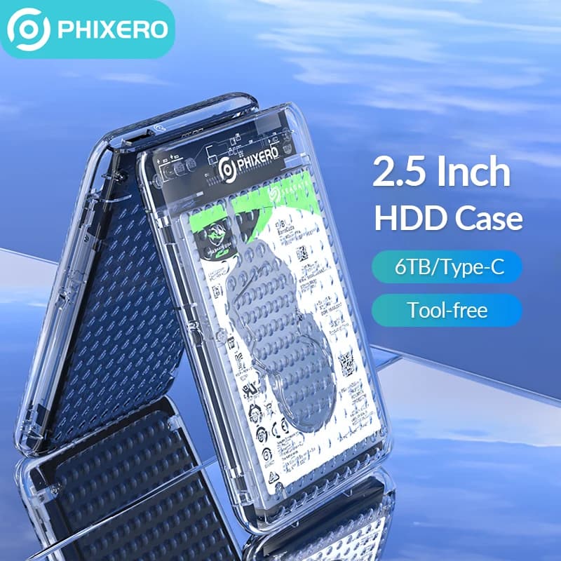 PHIXERO Custodia per disco rigido USB 3.0 da 2,5 pollici Tipo C SATA SSD Custodia per disco rigido da 6 TB esterna mobile per PC Accessori per laptop