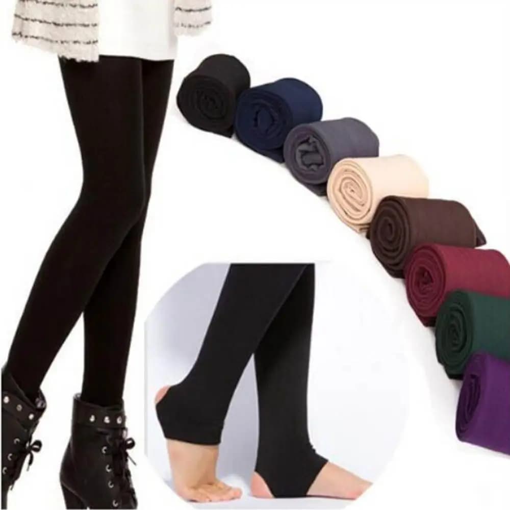 Leggings da donna autunno inverno spessi e caldi Leggings da donna Leggings in tinta unita fodera spazzolata pantaloni in pile elasticizzato