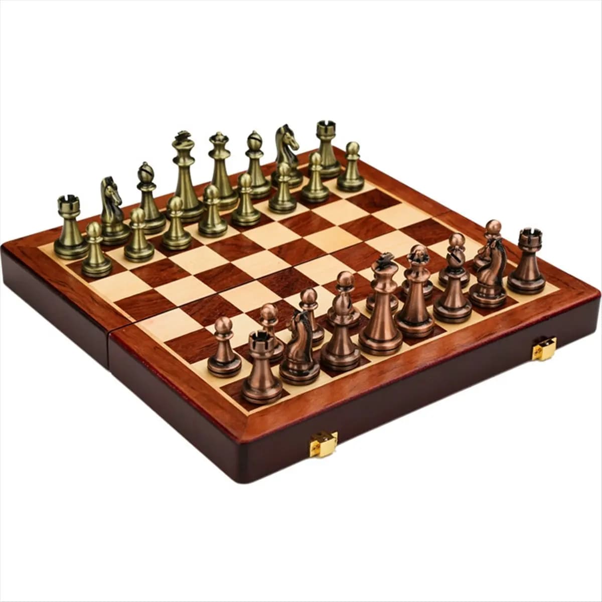 L79A Zinc Alloy Chess Retro Board Set for Adults Chess, Folding Portable Chess Game for Tournament Beginner 12Inch 2 Players