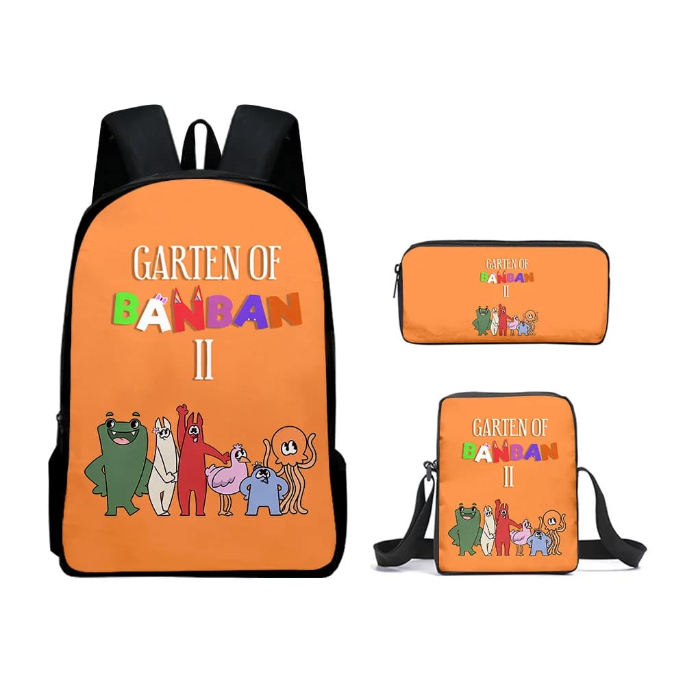 Harajuku Youthful Funny Garten of Banban 3D Print 3pcs/Set Student Travel bags Laptop Daypack Backpack Shoulder Bag Pencil Case