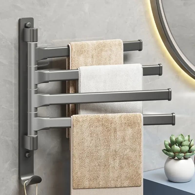 Portasciugamani Girevole Multistrato da Parete per Bagno, Resistente ai Graffi e all'Usura, Barra Portasciugamani Durevole, Accessorio per Bagno