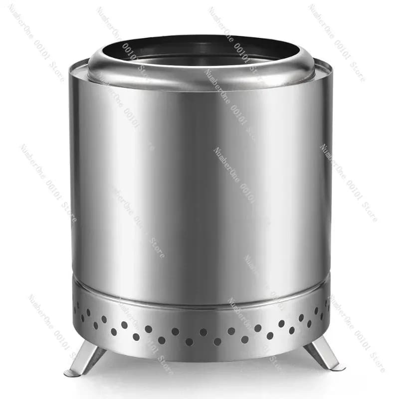 Stufa da campeggio in acciaio inossidabile a legna senza fumo per esterni con piedini pieghevoli, stufa portatile di medie dimensioni da campeggio, barbecue