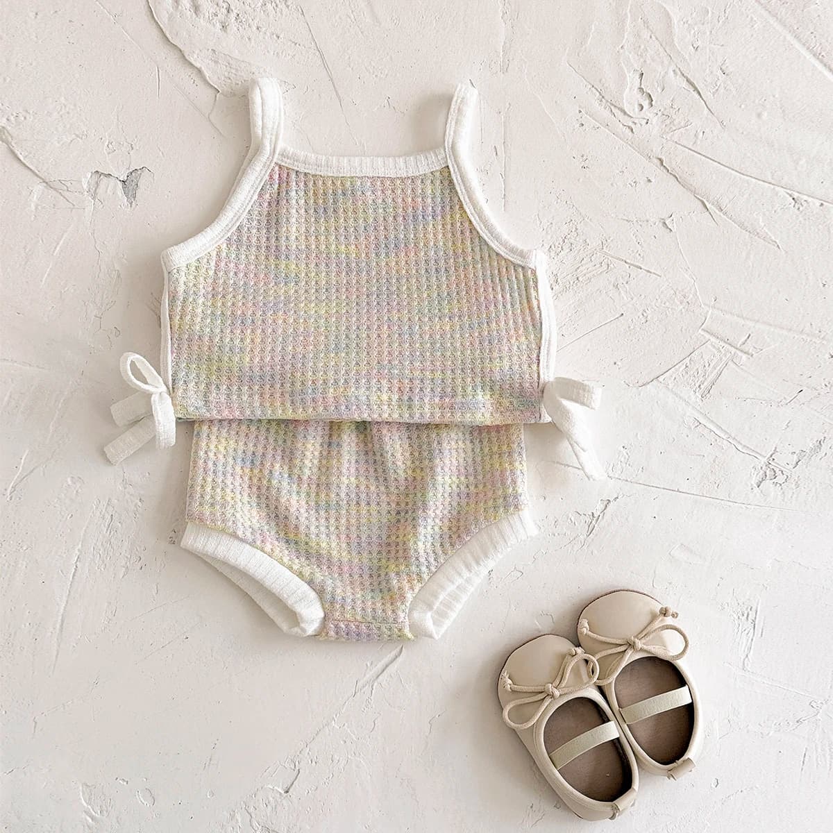 Completo Estivo Coreano per Bambina, Set Colorato con Canotta e Pantaloncini Triangolari, 2 Pezzi Casual per Neonata, Abbigliamento per Bambini