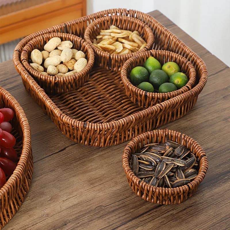 Four Compartment Dried Fruit Tray Divided Nut Candy Plate Engagement Tea Ceremony Snack Fruit Storage Dish