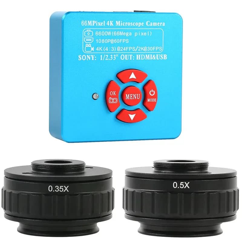 Lente d'ingrandimento per videocamera digitale USB HDMI 1080P 4K 2K 48MP 66MP + obiettivo adattatore per attacco C 0,5X 0,35X per microscopio trinoculare stereo