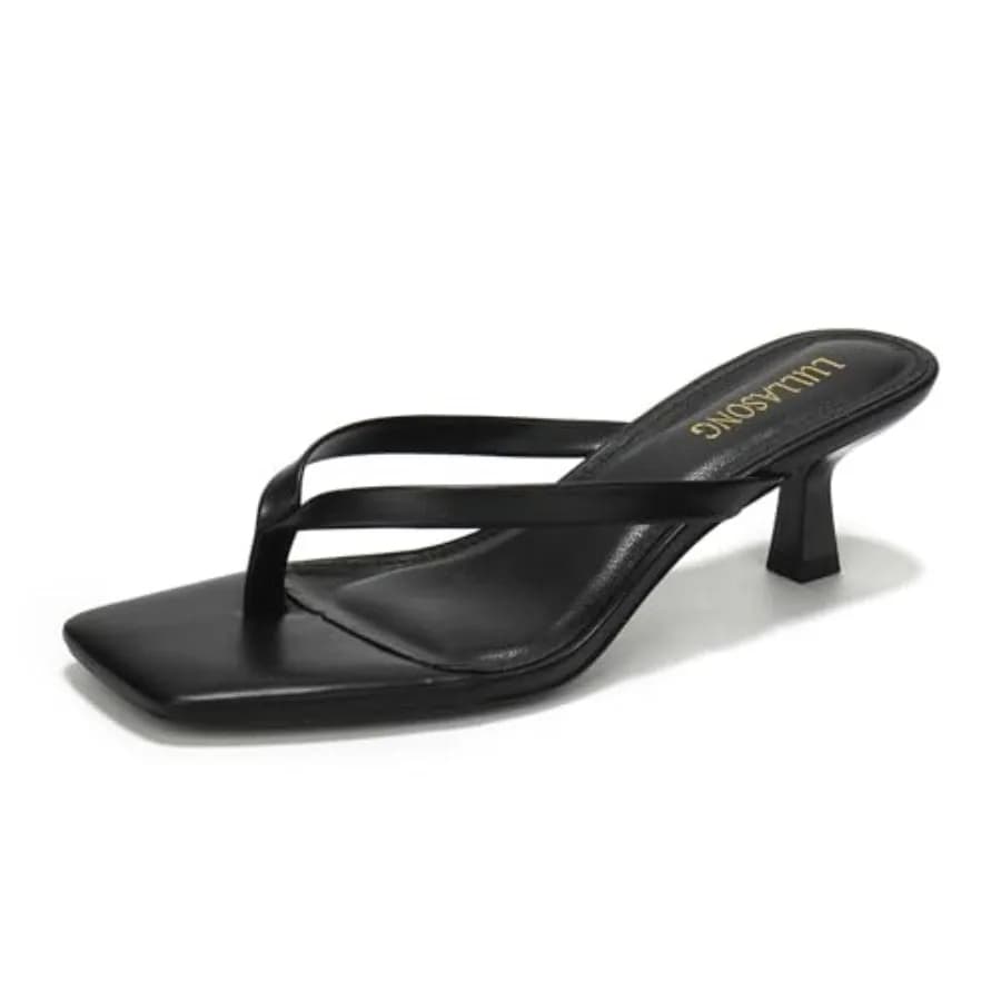 LULLASONG Women's Kitten Heels Sandals Square Open Toe Flip Flop Heels 1.8-2 Inch Heeled Sandals for Women