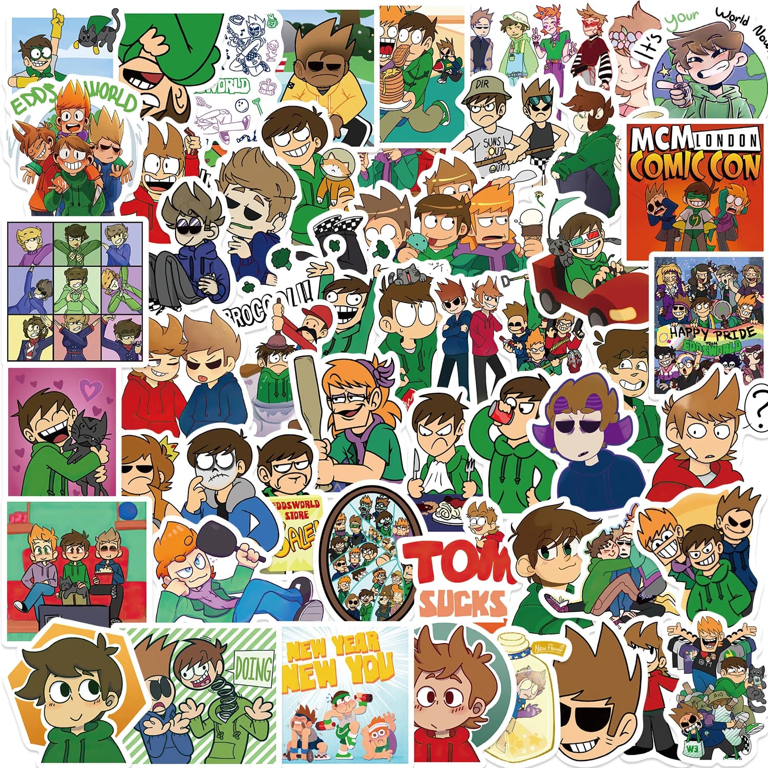 52 pezzi fantastici e carini adesivi Eddsworld decalcomania in PVC decorazione telefono skateboard bagagli frigorifero adesivo graffiti giocattolo regalo per bambini