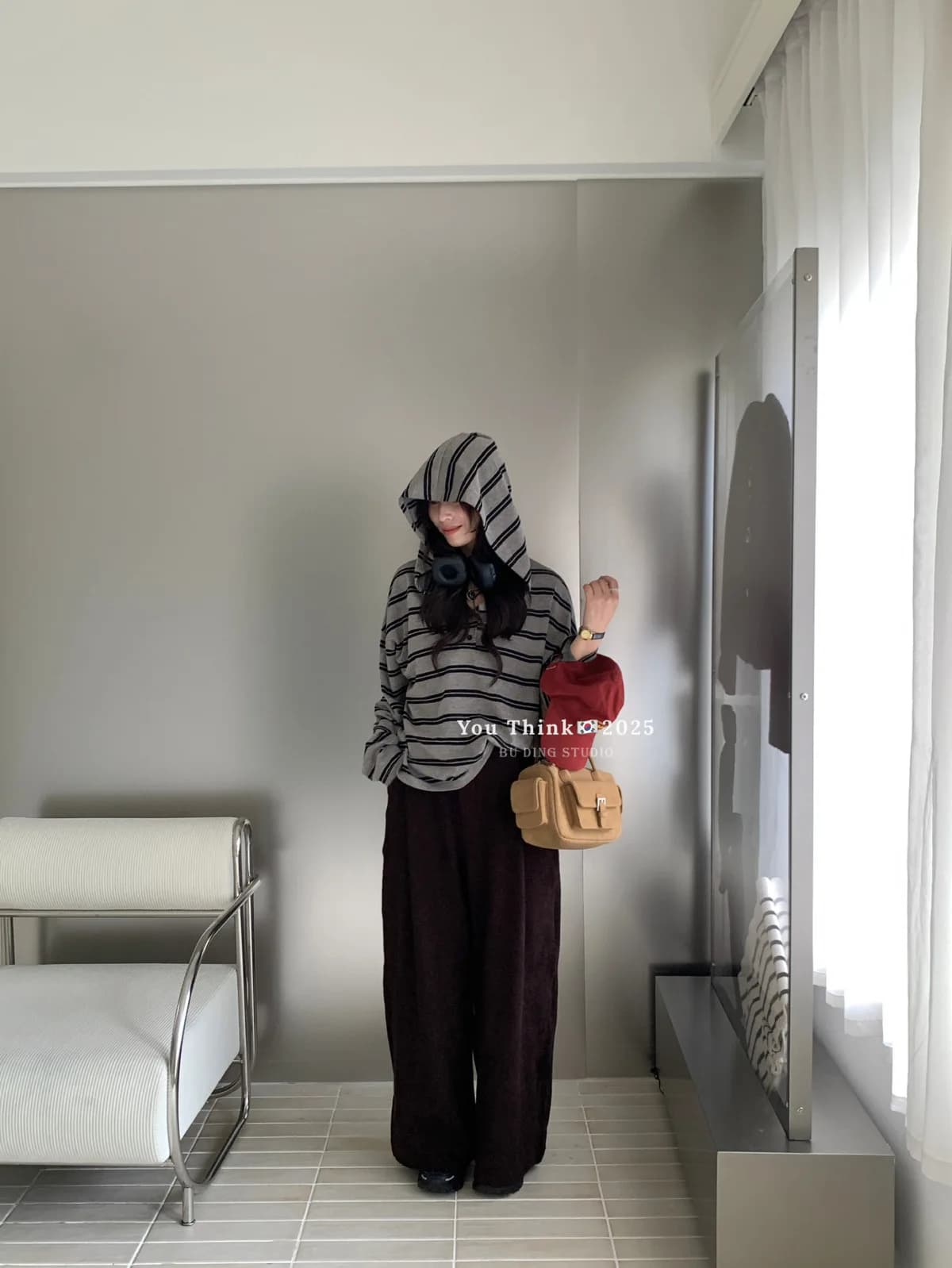 Felpa con Cappuccio a Righe Oversize, Casual e Versatile, Morbida, Comoda, Leggera e Traspirante