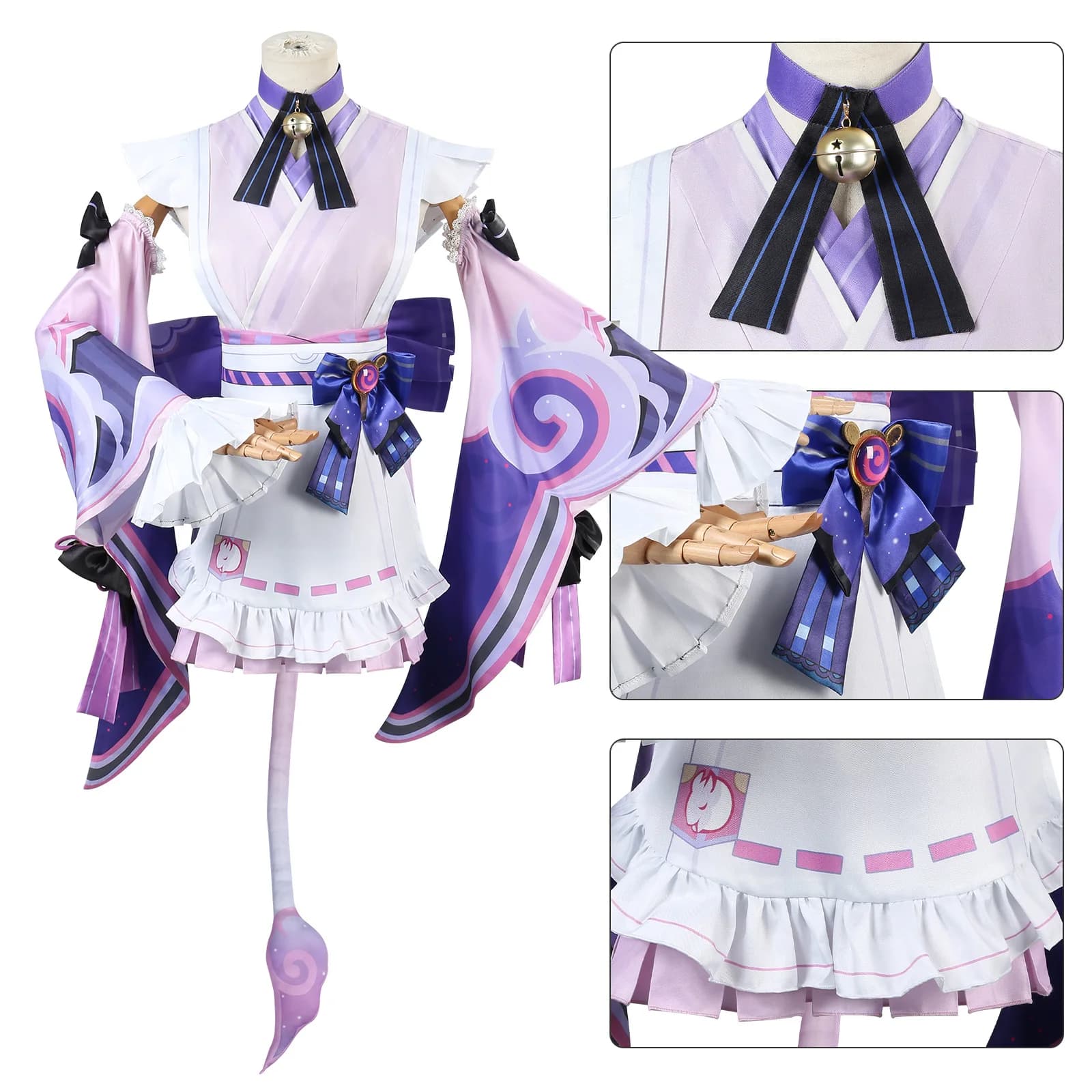 Costume Cosplay Yumemizuki Mizuki, Completo da Cameriera Anime con Coda per Comic Con