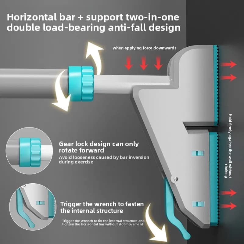 Steel Wall Horizontal Traction Bar for Interior, No Drilling, For Door Frame
