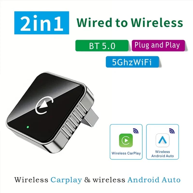 New Mini Wireless CarPlay adapter and Android Auto 2in1 WiFi 5GHz, Smart Box Plug and Play Type-C/USB for Dongle car accessories