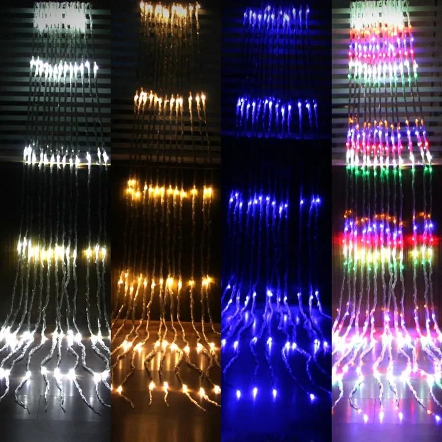 PAMNNY 3X2M 3X3M Led Cascata Tenda Acqua Che Scorre Fata Luce Della Stringa Di Natale Ghirlanda Festa di Nozze Hotel Finestra Lampada Ghiacciolo