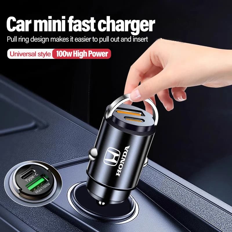 Caricabatterie da auto USB Type-C per telefono, con ricarica rapida nascosta, adattatore convertitore per Honda Civic FIT CRV Accord Jazz HRV Stepwgn Insight Vezel