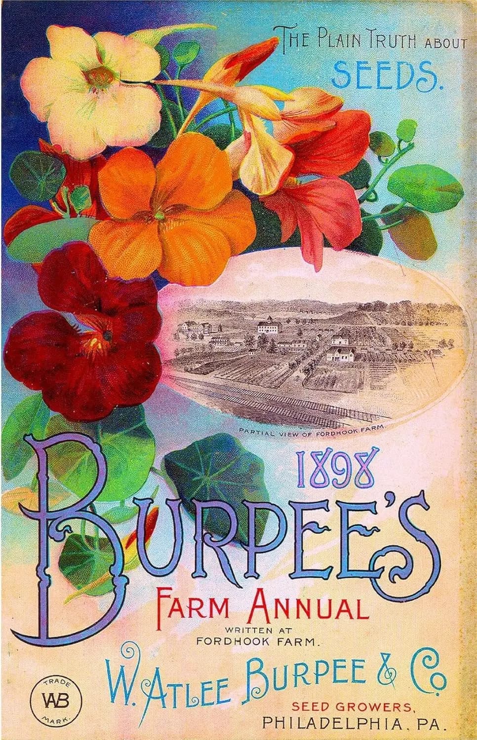 TYmall Wall Art Metal Hanging Sign 1898 Burpee’s Farm Annual Vintage Flowers Seed Packet Advertisement Art Vintage Wall Dec sign