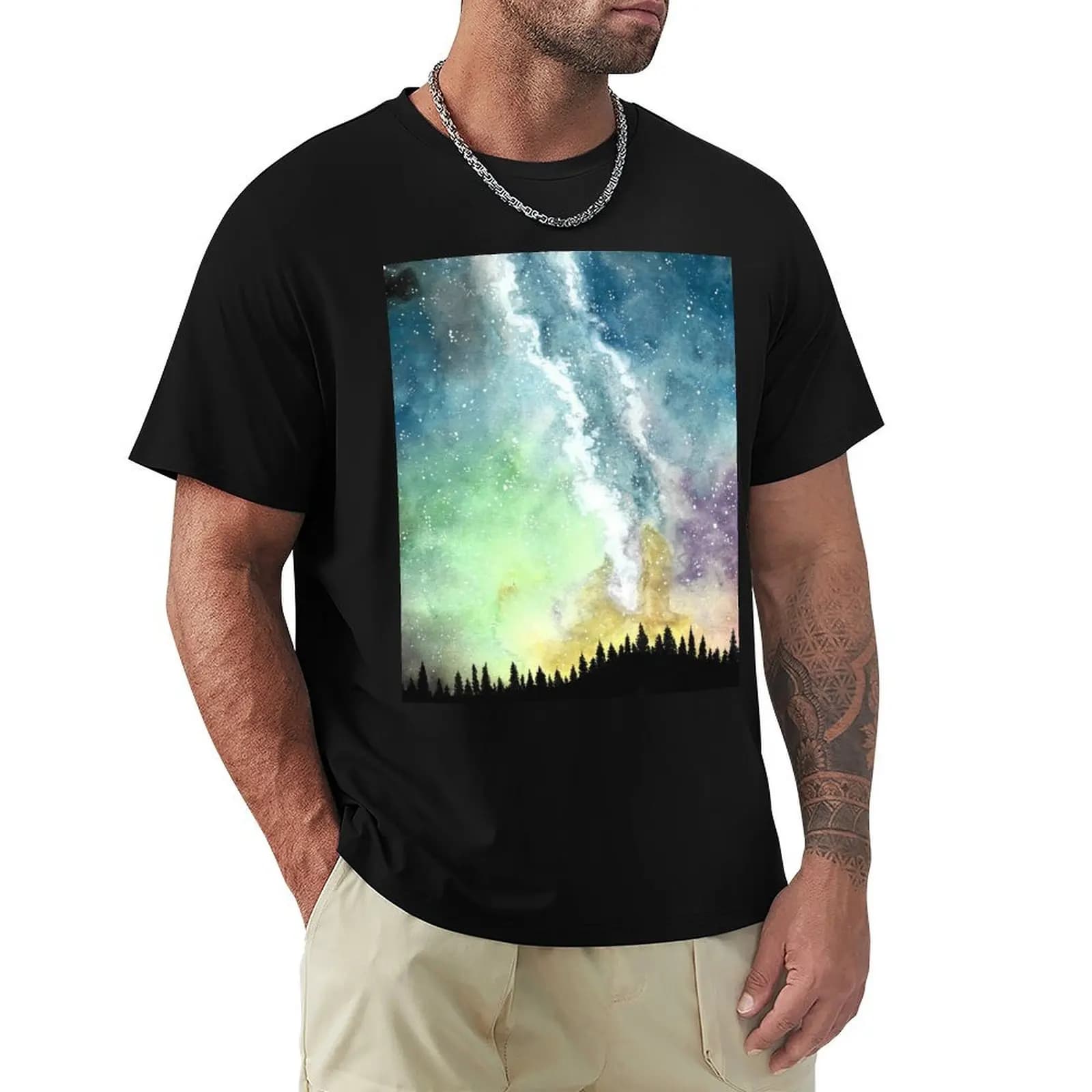 T-shirt Northern Lights, top basic in cotone a maniche corte in tinta unita
