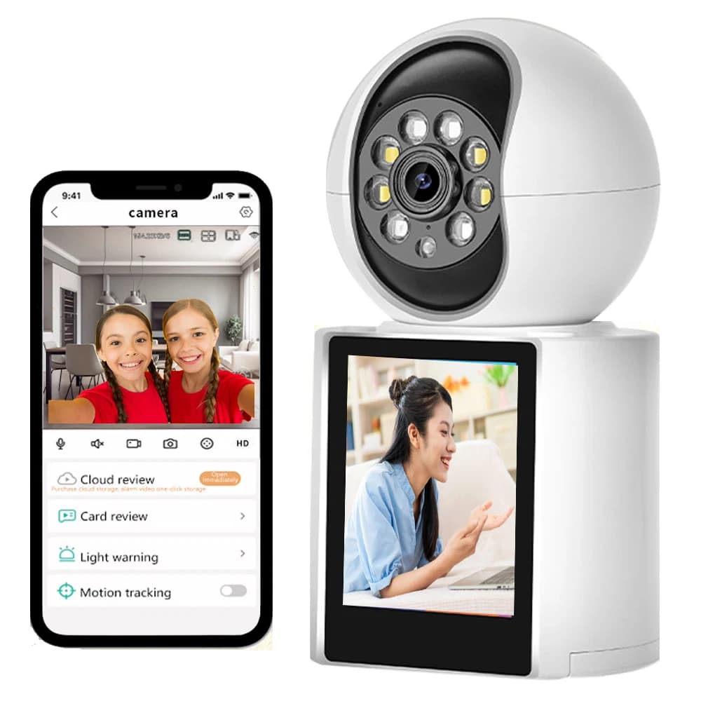 Nuovo Arrivo: Baby Monitor Video WiFi con Schermo da 2.8 Pollici, Rilevamento AI, Audio Bidirezionale, Visione Notturna, PTZ Interno, Tracciamento Automatico e App