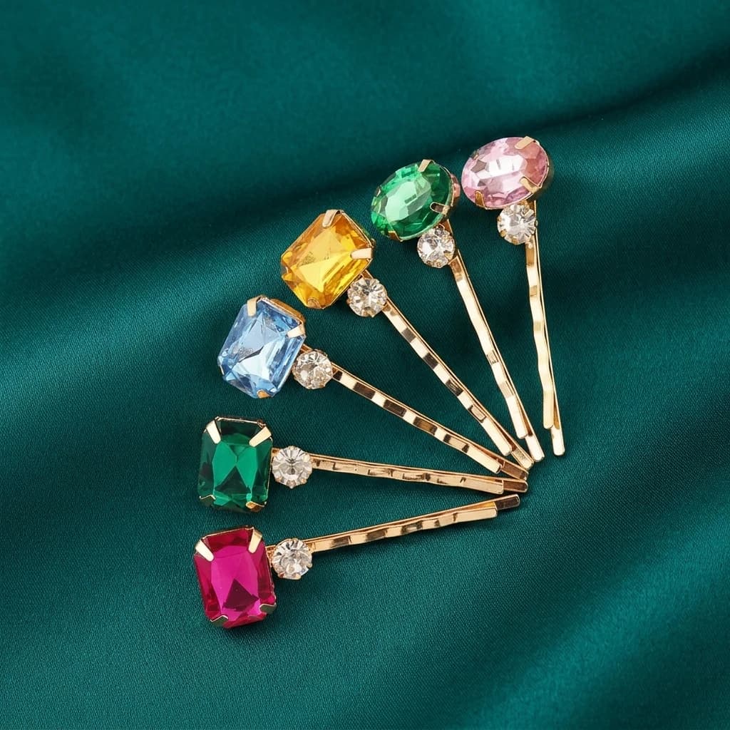Hair Clips Set Crystal Rhinestone Hair Accessories For Women Multicolor Alloy Non Slip Hair Clips