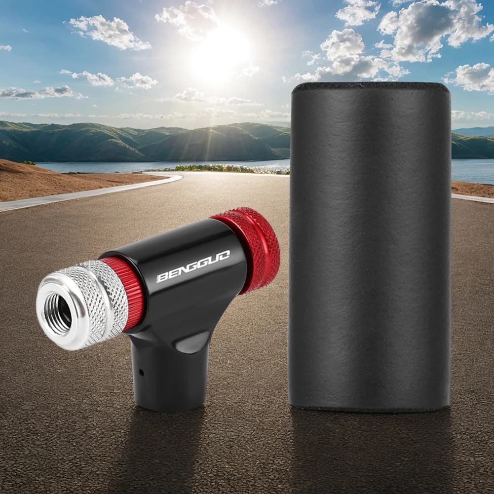 Gonfiatore per Pneumatici Bici CO2, Pompa CO2 con Testa Gonfiabile e Copertura in Spugna, Strumento Mini Iniettore CO2 per Bici MTB e da Strada
