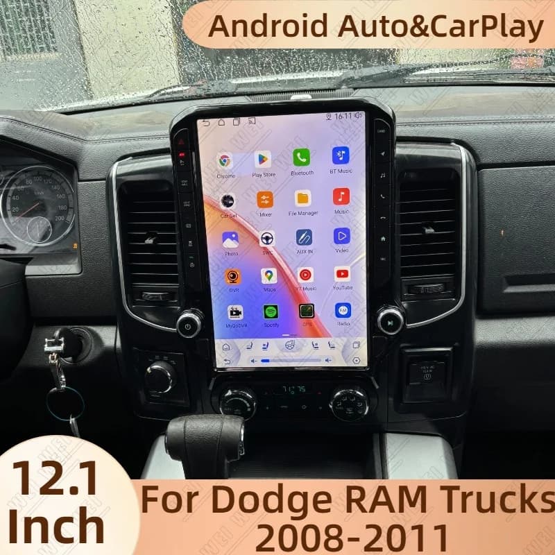 12.1" Android 14 Auto Car Radio CarPlay For Dodge RAM Trucks 2008-2011 Touch Screen Multimedia Stereo Player GPS Navi Head Unit