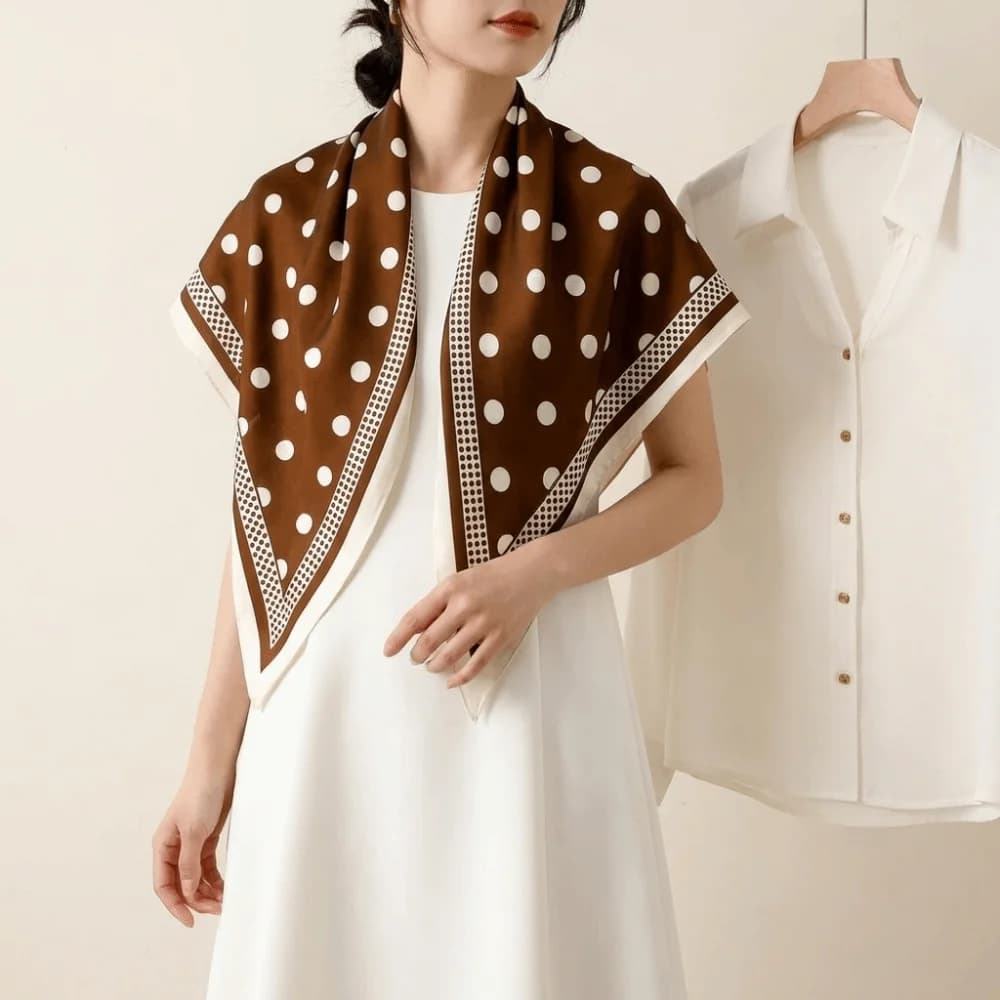 Printed Polka Dot Triangle Scarf Thin Polyester Jeans Waist Belt Foulard Hair Band Bandana Waist Tying Scarf Office Style