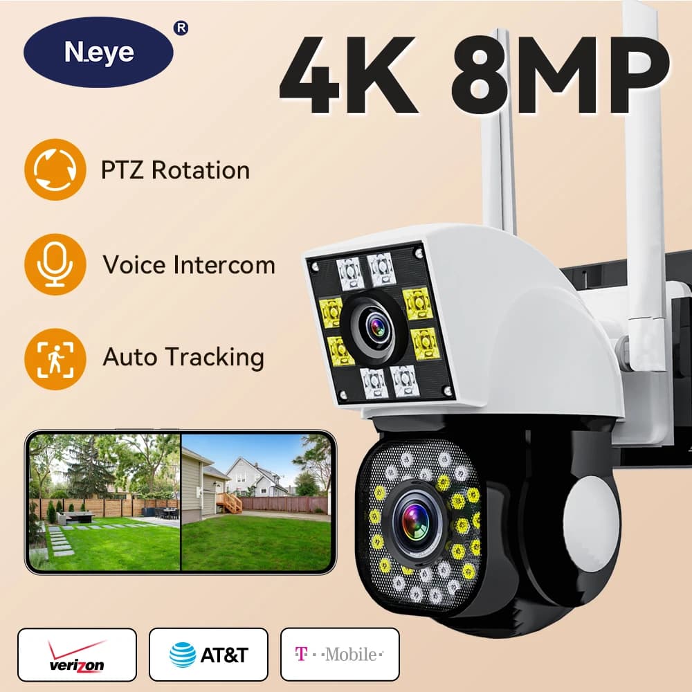 Telecamera di sicurezza intelligente WiFi 4K 8MP K15 Telecamera IP PTZ binoculare a doppio obiettivo Telecamera di sicurezza CCTV con tracciamento automatico esterno