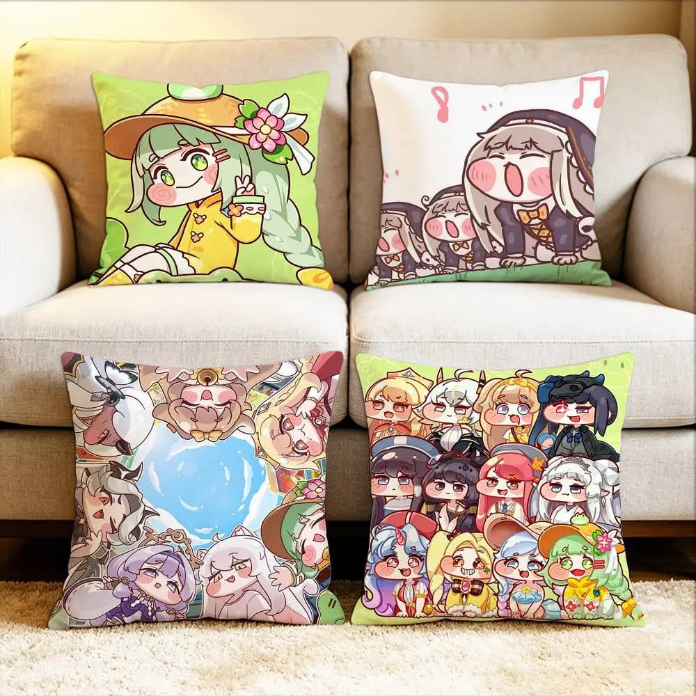 Trickcal Chibi Go G-Game Federa per cuscino quadrata di varie dimensioni per decorazioni per auto, casa, camera da letto