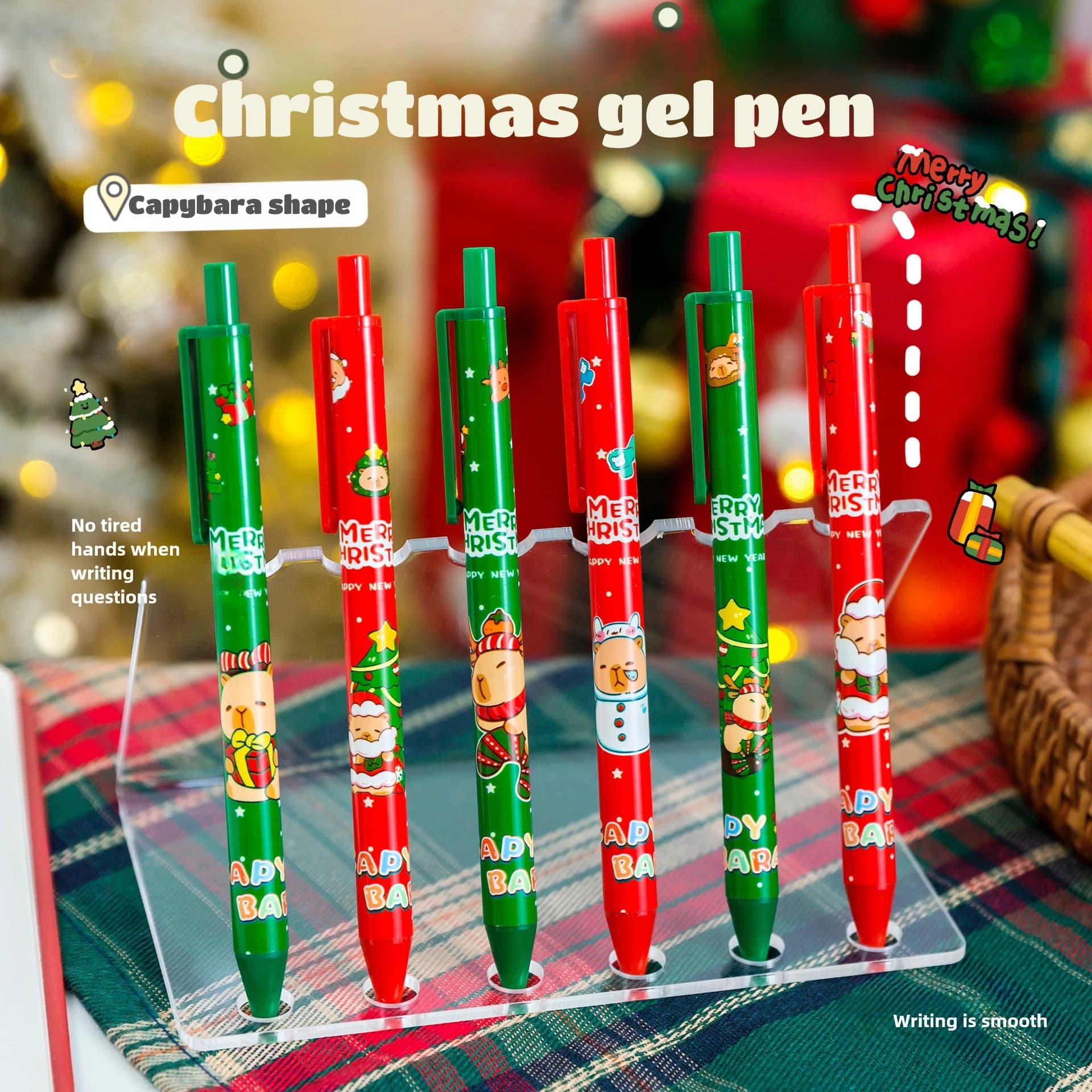 10 Pz/lotto Regali Di Natale Studente Presse Penne Carino Caybara Natale Penna Neutra 0.5mm Nero Penna Gel Cancelleria Penna Firma