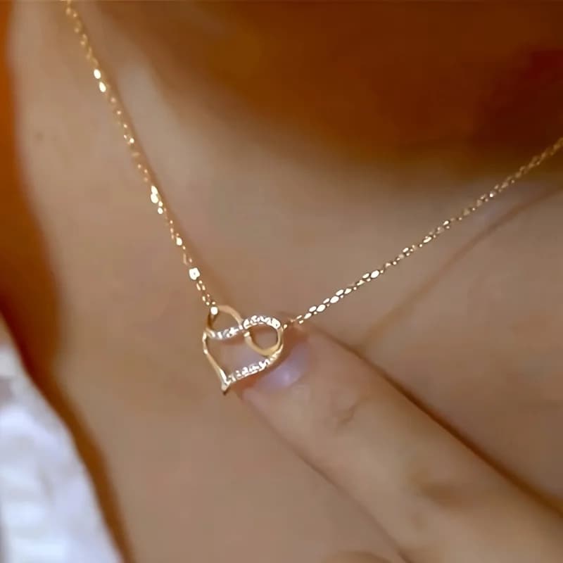 1 collana con ciondolo alla moda da donna, intarsiata con zirconi sintetici, collana con ciondolo a forma di infinito, collana da donna per proposta di matrimonio, fidanzamento, matrimonio, regalo di gioielli per San Valentino, espressione d'amore