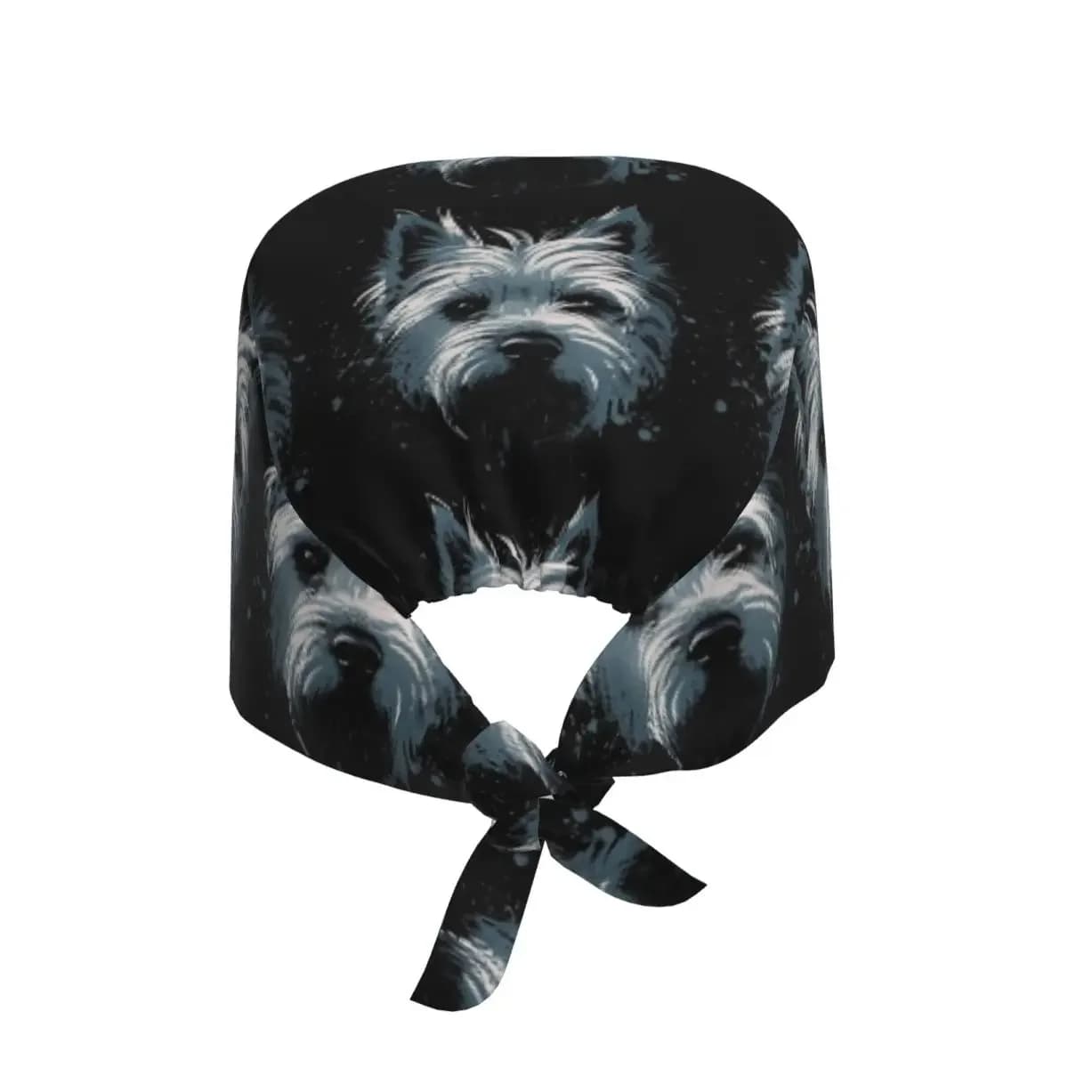 Westie Dog West Highland White Terrier Scrub Hat Doctor Working Surgical Cap Unisex Adjustable Nursing Caps for Dentist