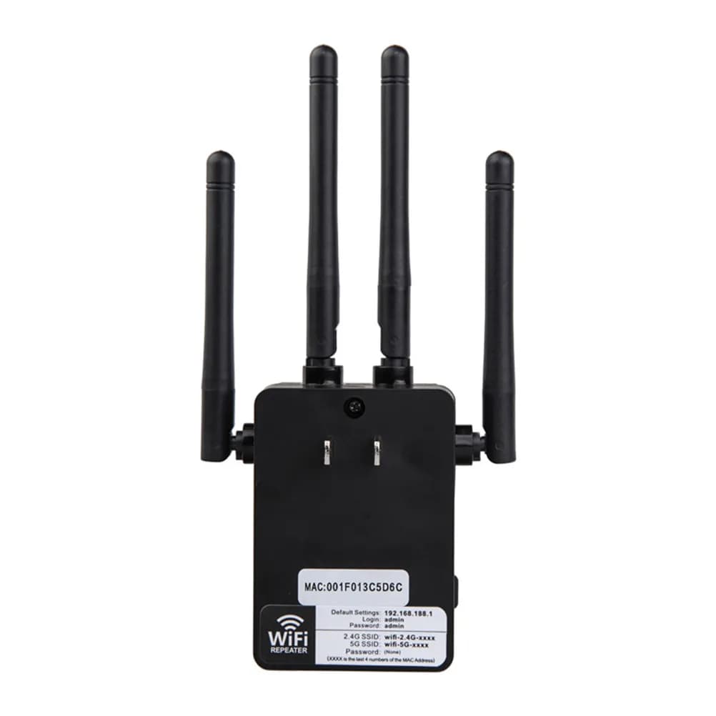 1200 Mbps Dual Band Wireless-N Wi-Fi Router Repeater Black High Power Signal Amplifier Extender for Home Office Community Use