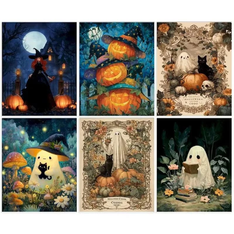 Diamond Painting Cute Cartoon Ghosts And Witches Mosaic Handmade Artwork Full Round/Square Diamonds Exquisite Gift Home Decor