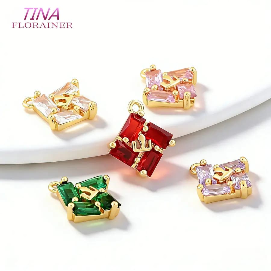 6 Pezzi Ciondoli a Rombo in Ottone Color Oro 18K 12*14MM per Creazione Gioielli Fai da Te, Accessori per Collane