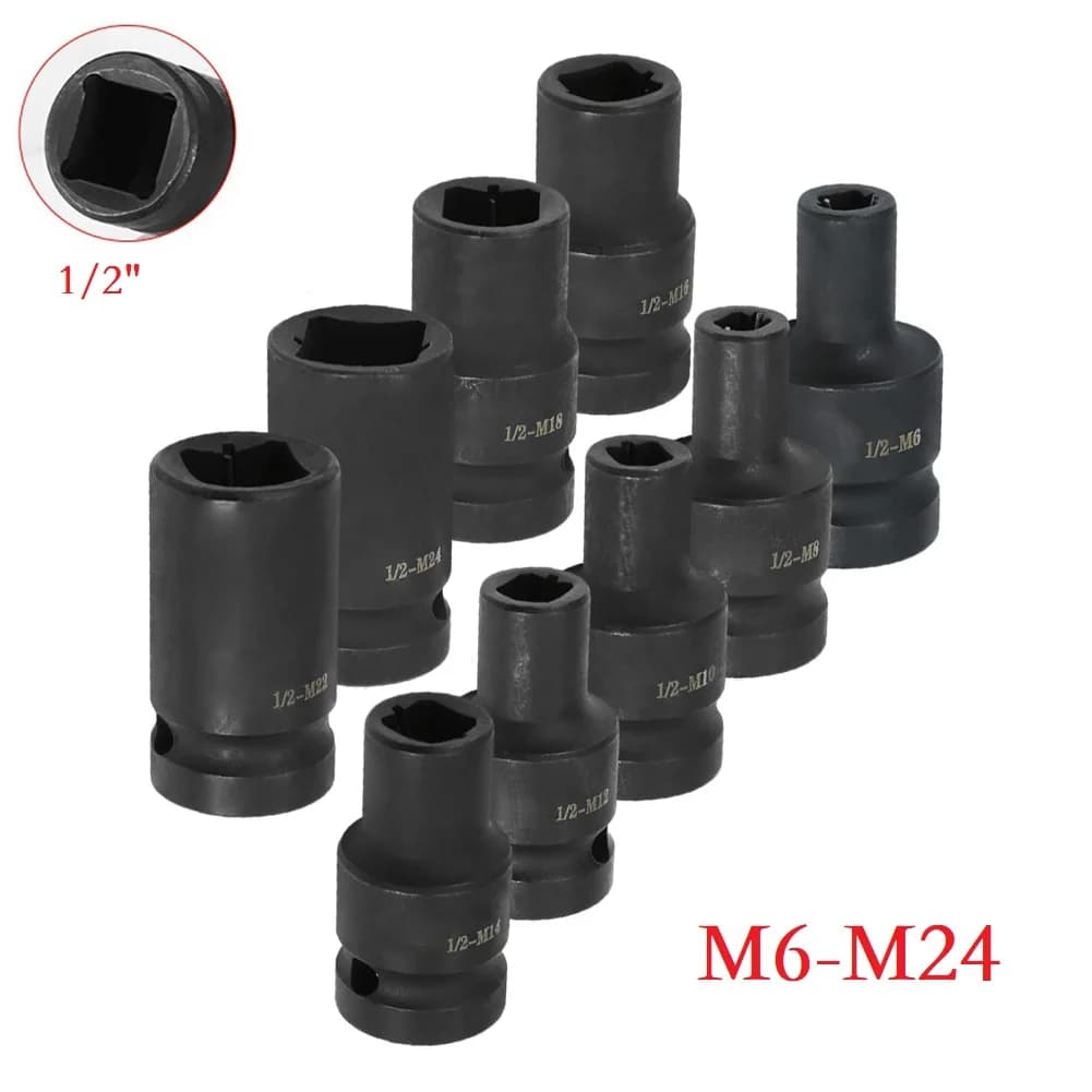 1 Pezzo Attacco per Maschiatura a Tazza Quadrata da 1/2 Pollice Nero per Chiave Elettrica con Attacco Quadrato M6-M24, Utensili Manuali per Maschiatura