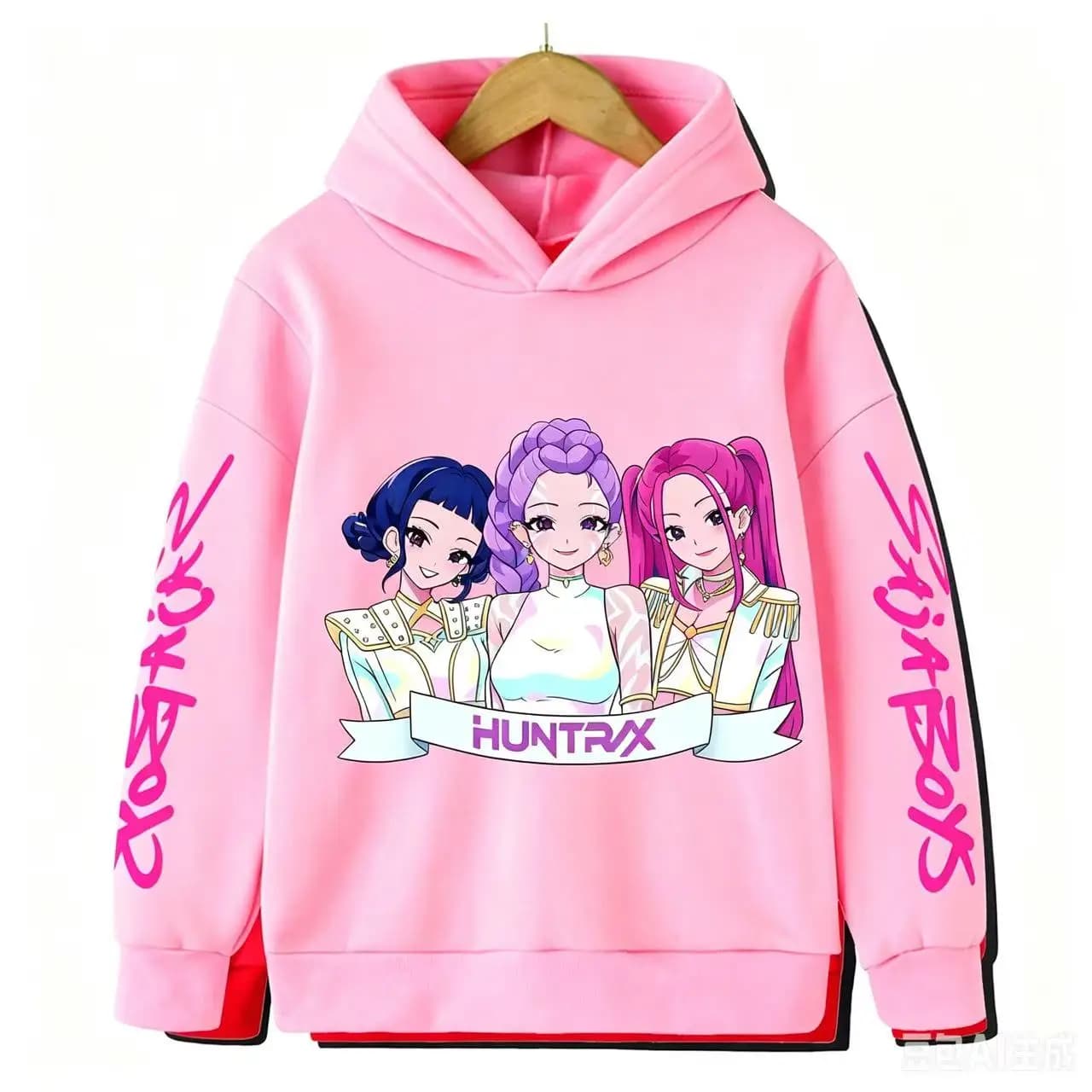 Felpa con Cappuccio per Ragazze con Stampa Anime Huntrx, Manica Lunga, Streetwear Kpop, Pullover Casual, Top con Cappuccio Stile Cartoon Harajuku