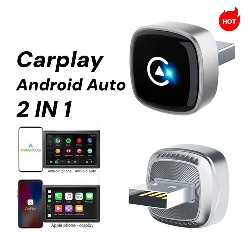 Adattatore Wireless CarPlay Android Auto per Auto, Dongle 2in1 Plug and Play per Telefoni iOS e Android, Connessione Automatica Rapida