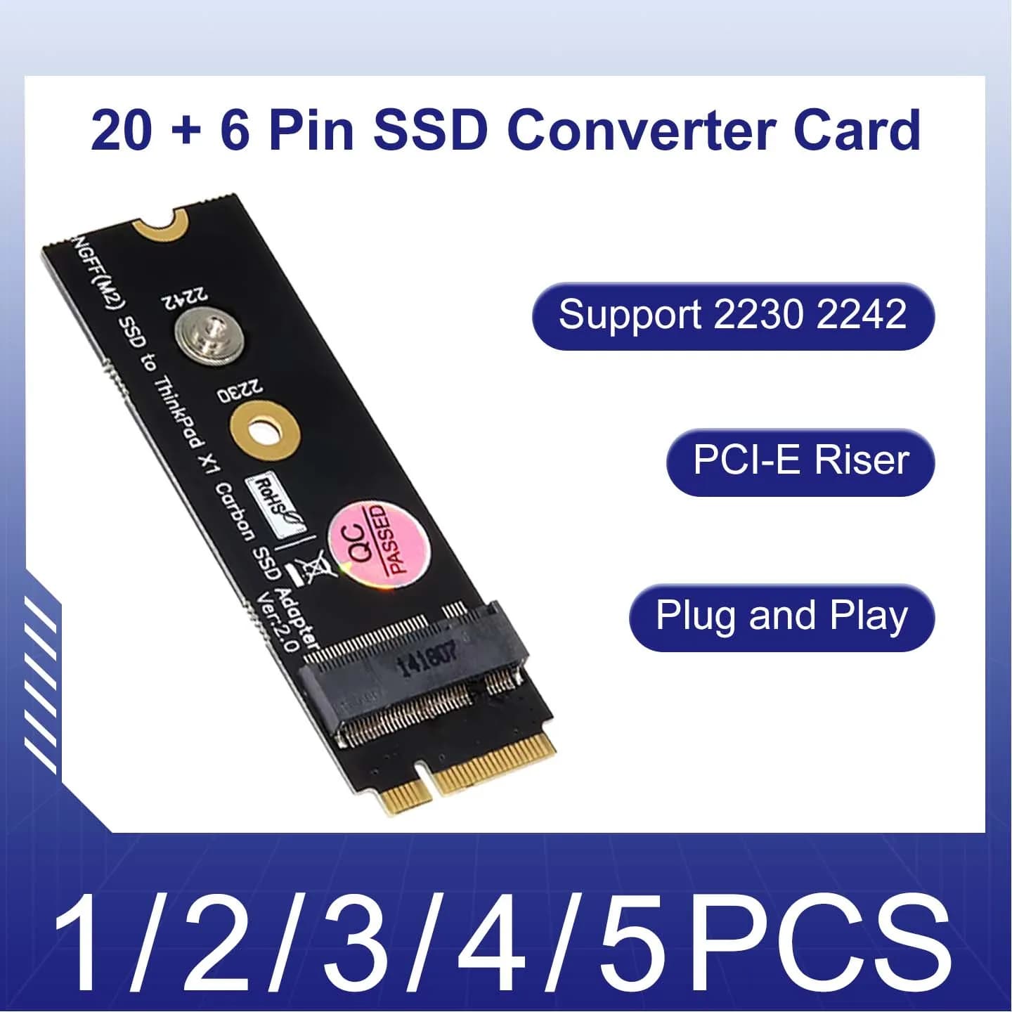 Scheda convertitore SSD 20 + 6 pin M.2 NGFF SATA-Bus B KEY SSD HDD Adattatore Raiser per Lenovo Thinkpad X1 Supporto carbonio 2230 2242 M.2