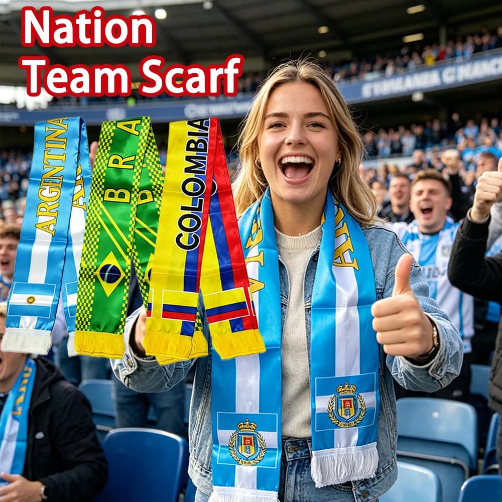 1pc Tassel Scarf (Brazil, Argentina, Columbia, Haiti) - International Sports Inspired Nation Team Scarf, for Soccer Matches