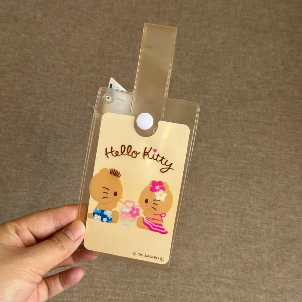Portacarte Trasparente Sanrio KT Cat, Autentico Porta Badge Hello Kitty per Tessere, Chiavi e Biglietti da Viaggio, Regalo per Ragazze