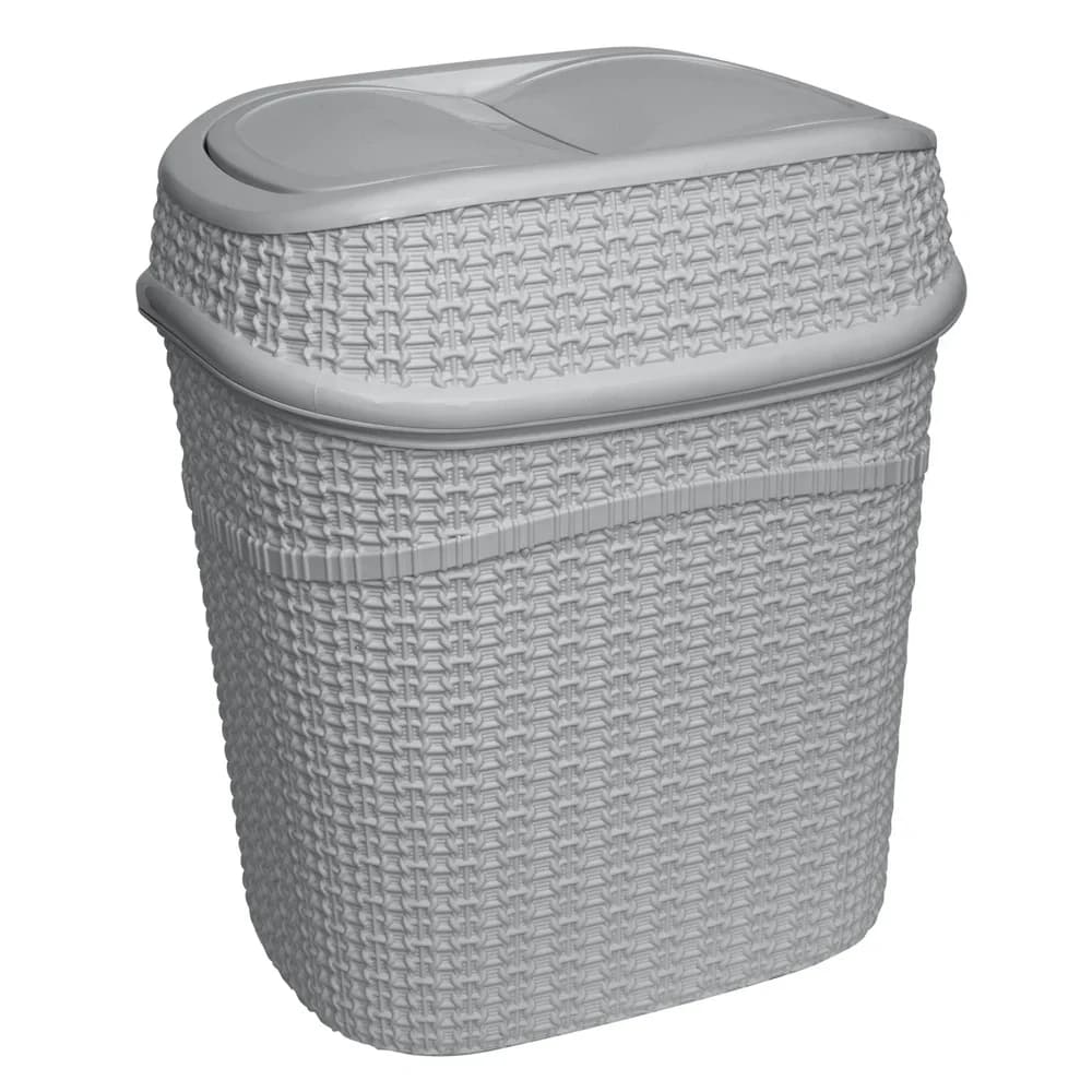 Pattumiera con coperchio oscillante in plastica con nodo marinaio, cestino per rifiuti decorativo per ufficio, bagno, uso interno, coperchio facile da aprire, design antiodore