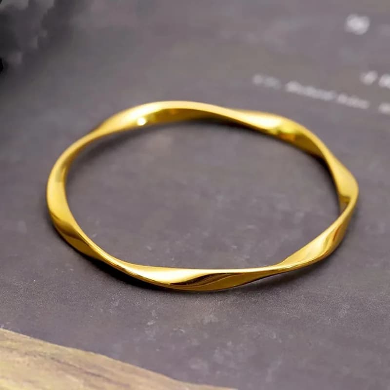 Luxury Mobius Bracelet in pure gold 24K 9999 in real gold Infinite ring bracelet with love Women's Closed mouthband