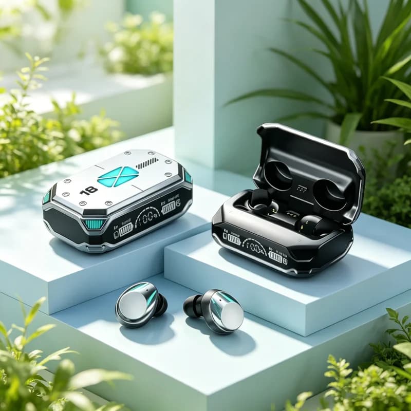 Nuovi auricolari Bluetooth TWS, cuffie wireless con controllo touch, display LED, audio stereo per smartphone