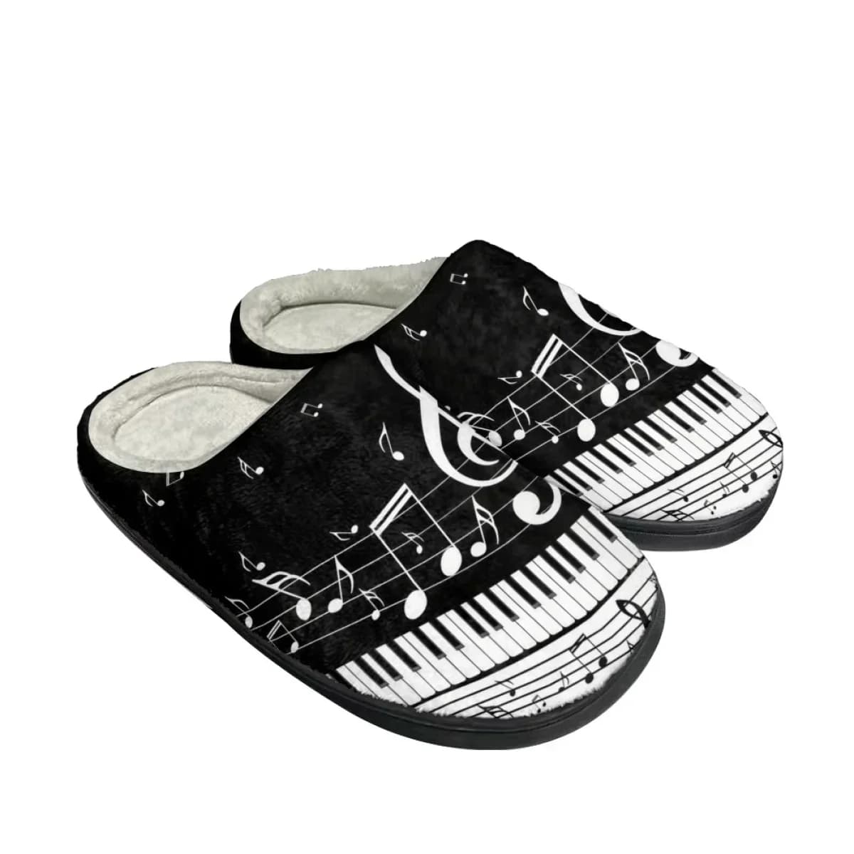 Music Notes Design Warm Winter House Slippers Casual Women Bedroom Cotton Slipper Comfortable Female Flats Floor Shoes Zapatos