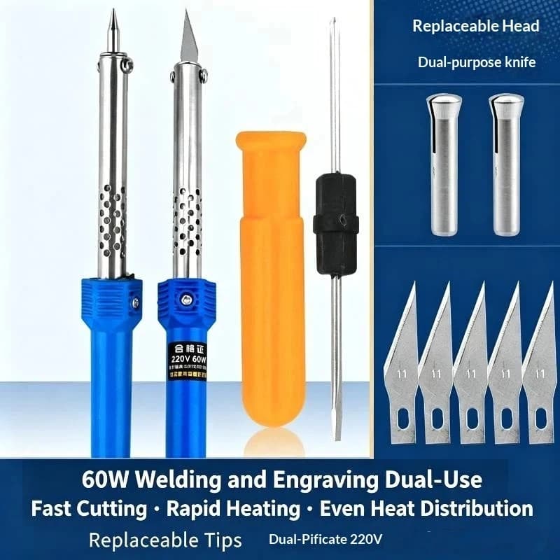 【S】1/3/8/9Pcs/set Electric Hot Knife Cutter Tool Kit With Soldering Iron For Carving Plastic Vinyl US EU Plug