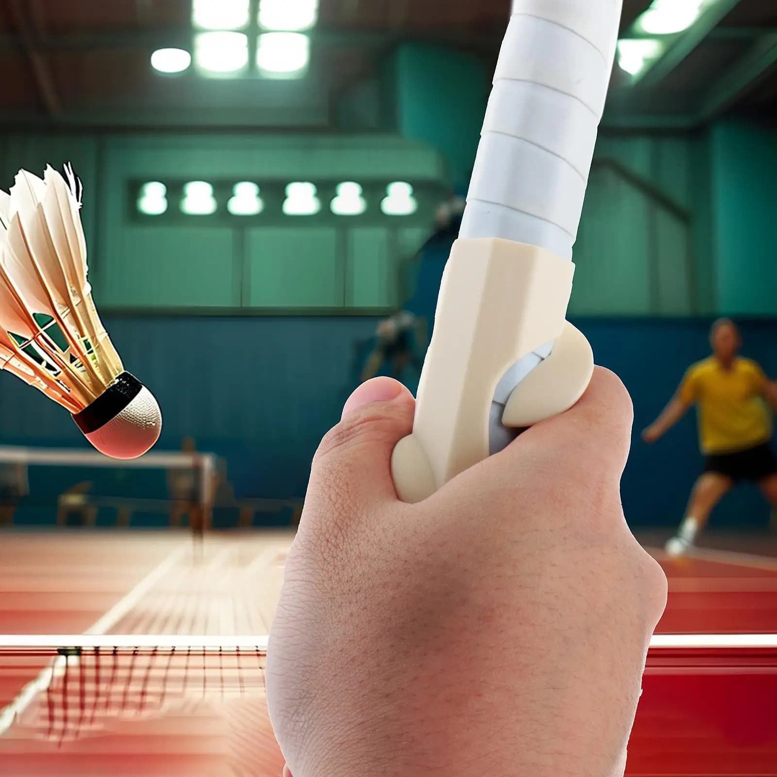 Correttore di Postura Regolabile per Impugnatura Racchetta con Fessura per Dita, Dispositivo di Allenamento per Badminton e Attrezzatura per Pratica di Tennis