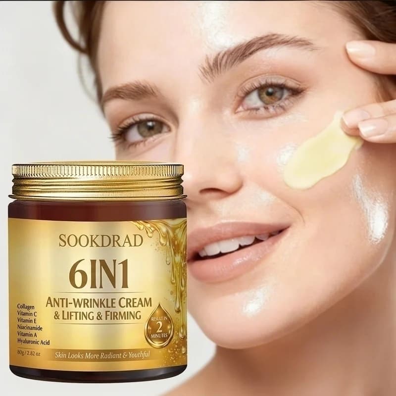 Crema Giorno 6-in-1 con Collagene, Idratante, Viso e Collo, Unisex, Per Tutti i Tipi di Pelle, Routine Mattutina, 80g