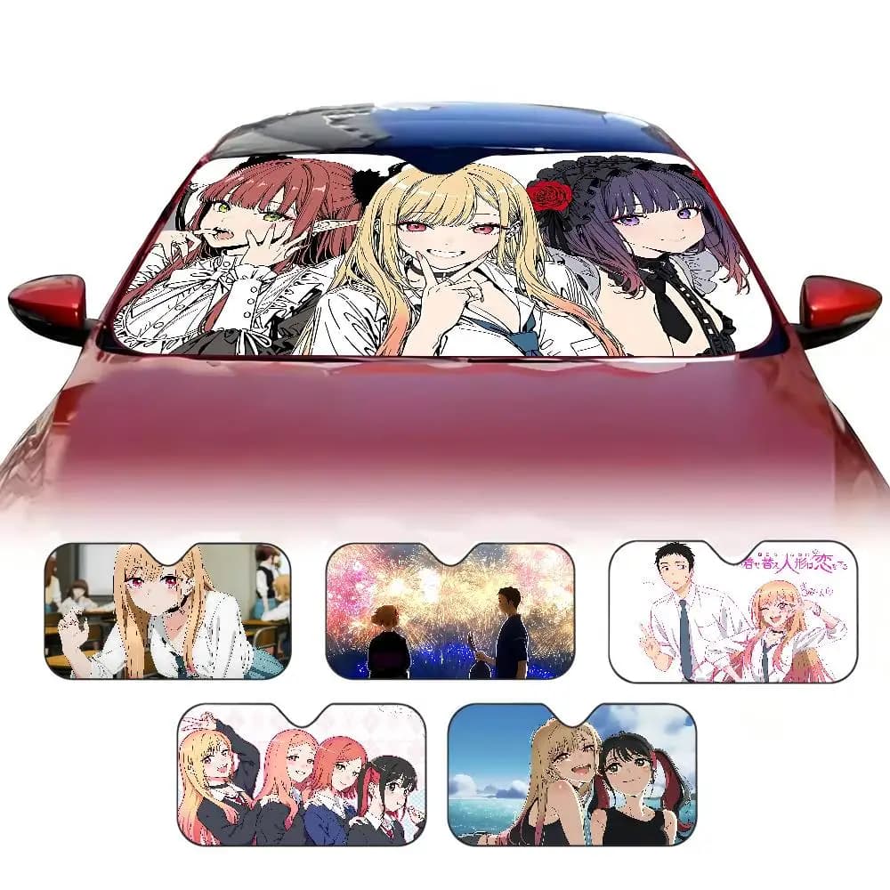 Parasole per Auto My Dress Up Darling Anime, Protezione Solare per Parabrezza Anteriore, Parasole Interno a Doppio Anello