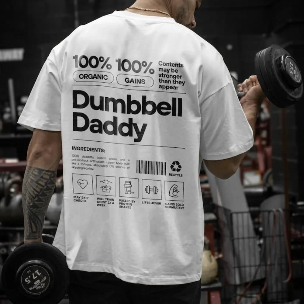 Dumbbell Dady Tshirt Gym Rat T-shirt Motivazione Palestra 2025 Abbigliamento Moda Casual Backprint Camicia da uomo Regalo fresco Abbigliamento in cotone