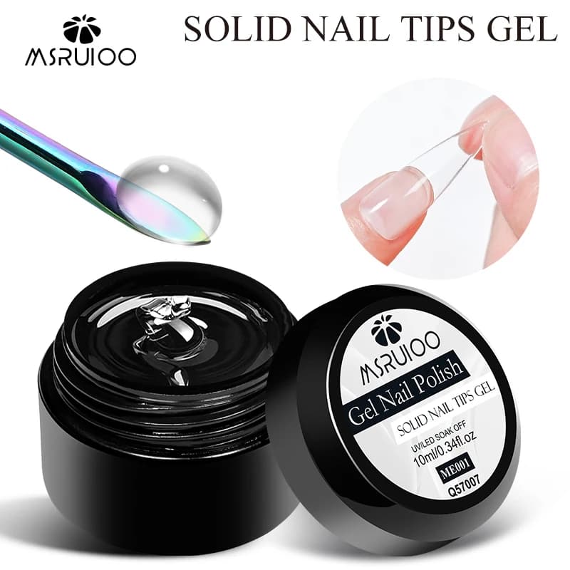 MSRUIOO 10ml Transparent Solid Nail Tips Long Lifetime Gel Without UV/LED bubbles Construction Gel for Nails Home Design Manicure Design FAI FROM YOU